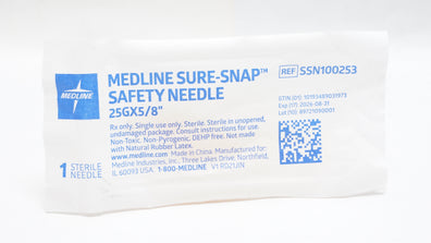 Medline SSN100253 Sure-Snap Safety Ndle 25G x 5/8